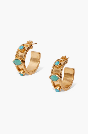 Helena Gold Hoops With Turquoise