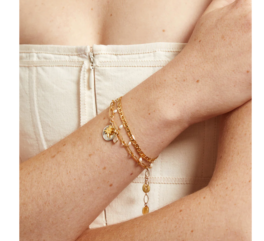 Gold And White Pearl Celeste Bracelet