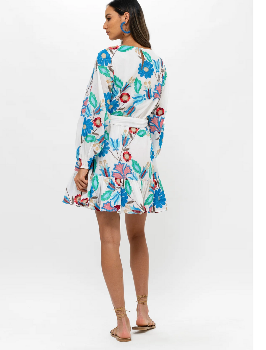 Long Sleeve Flirty Short Dress - Monet Multi