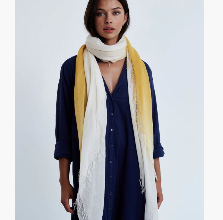 Cashmere And Silk Dip Dye Scarf - Honey Ombre