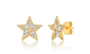 Gold Pave Star Studs - Gold