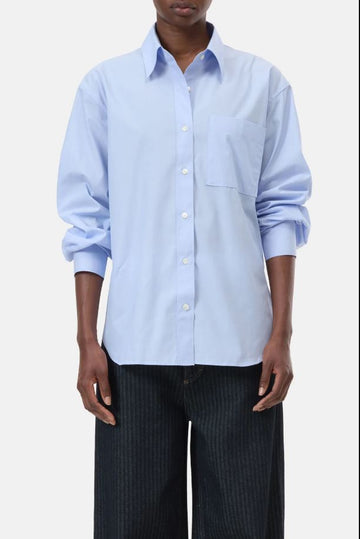 Oversized Cotton Shirt Blouse (Iazio Blue)
