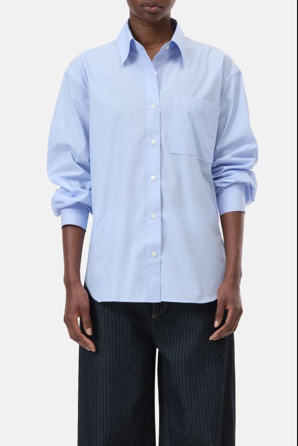 Oversized Cotton Shirt Blouse (Iazio Blue)
