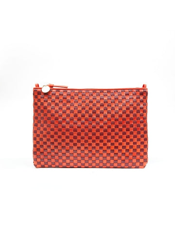 Woven Clutch - Bright Poppy/Bordeaux