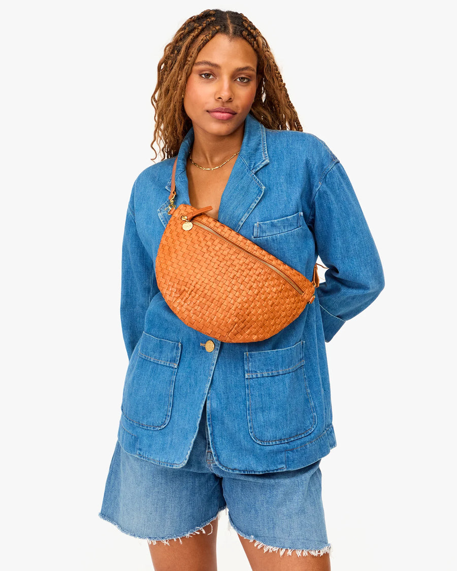 Clare V. Grande Fanny - Natural Woven Checker