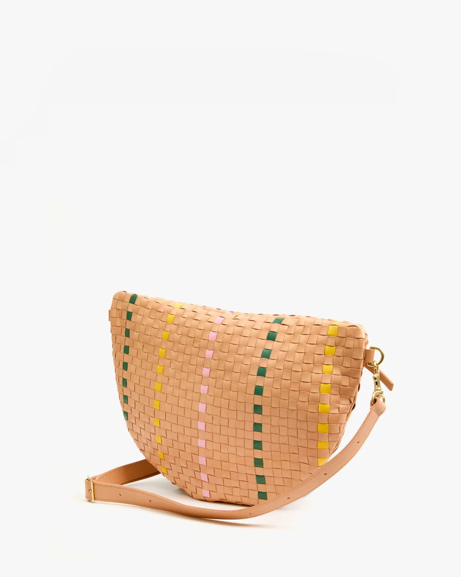 Clare V. Grande Fanny - Bisque Woven Checker Stripe