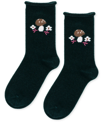 Hansel from Basel Toadstool Cashmere Crew - Hunter Green