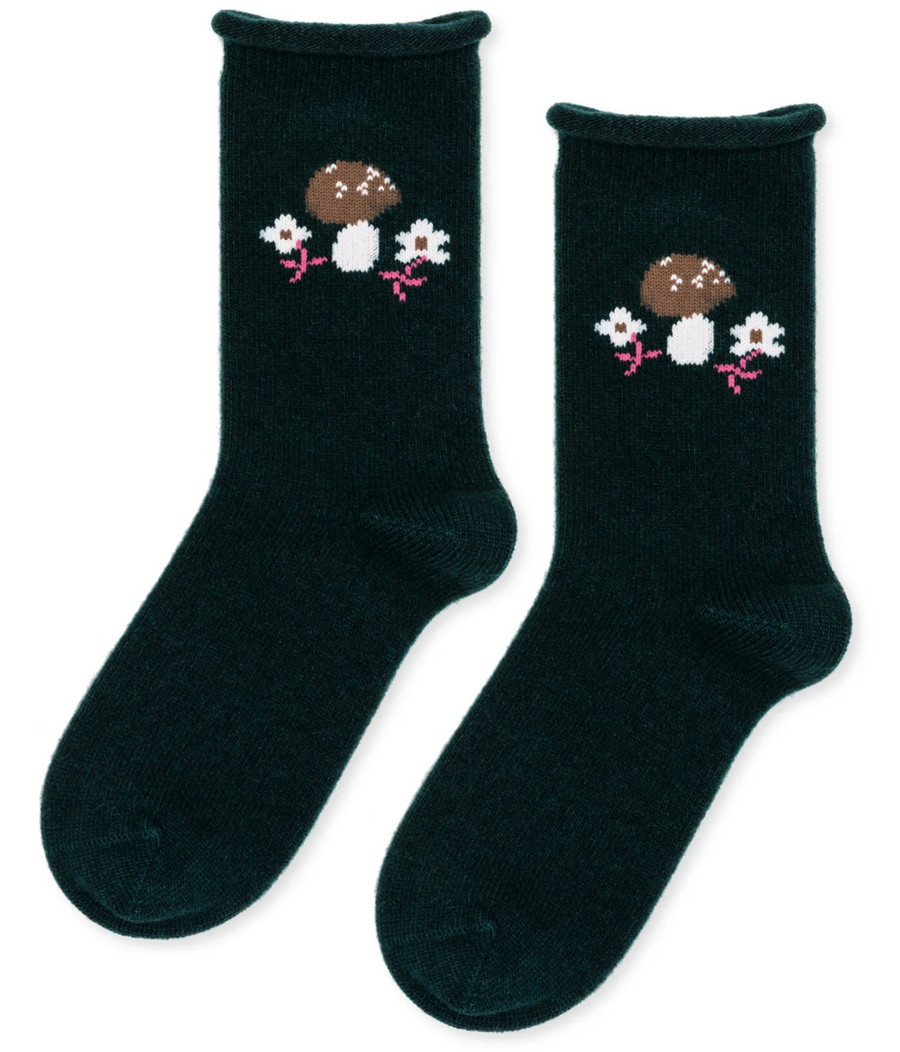 Hansel from Basel Toadstool Cashmere Crew - Hunter Green