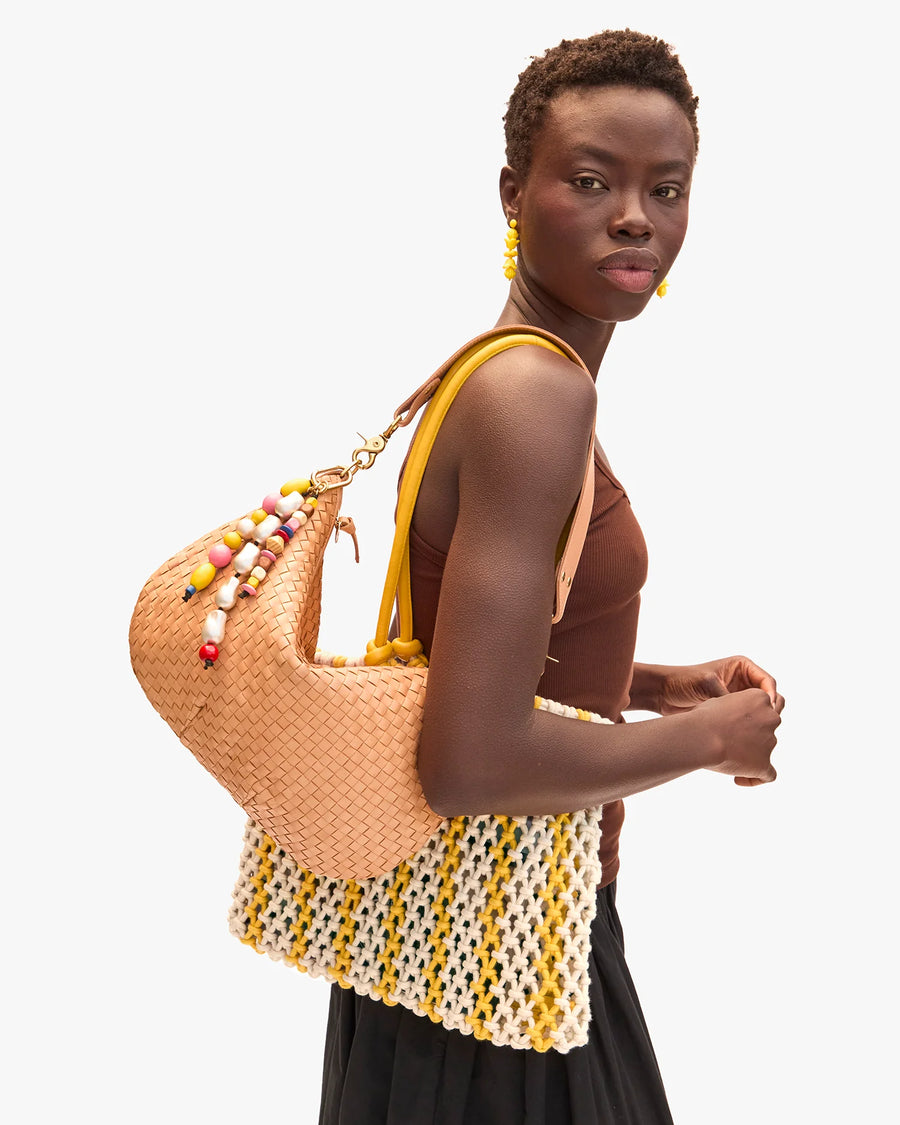 Clare V. Moyen Messenger - Bisque Woven Checker
