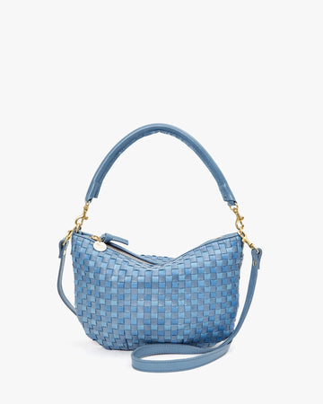 Clare V Petit Moyen - Light Blue Woven Checker