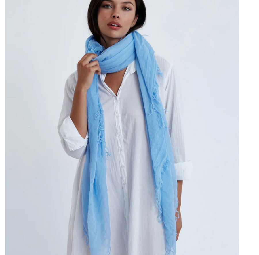 Baby Blue Cashmere And Silk Scarf