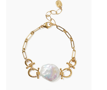 White Pearl Cheval Bracelet - Gold