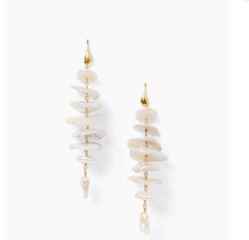 Yuki Drop Earrings - White Pearl