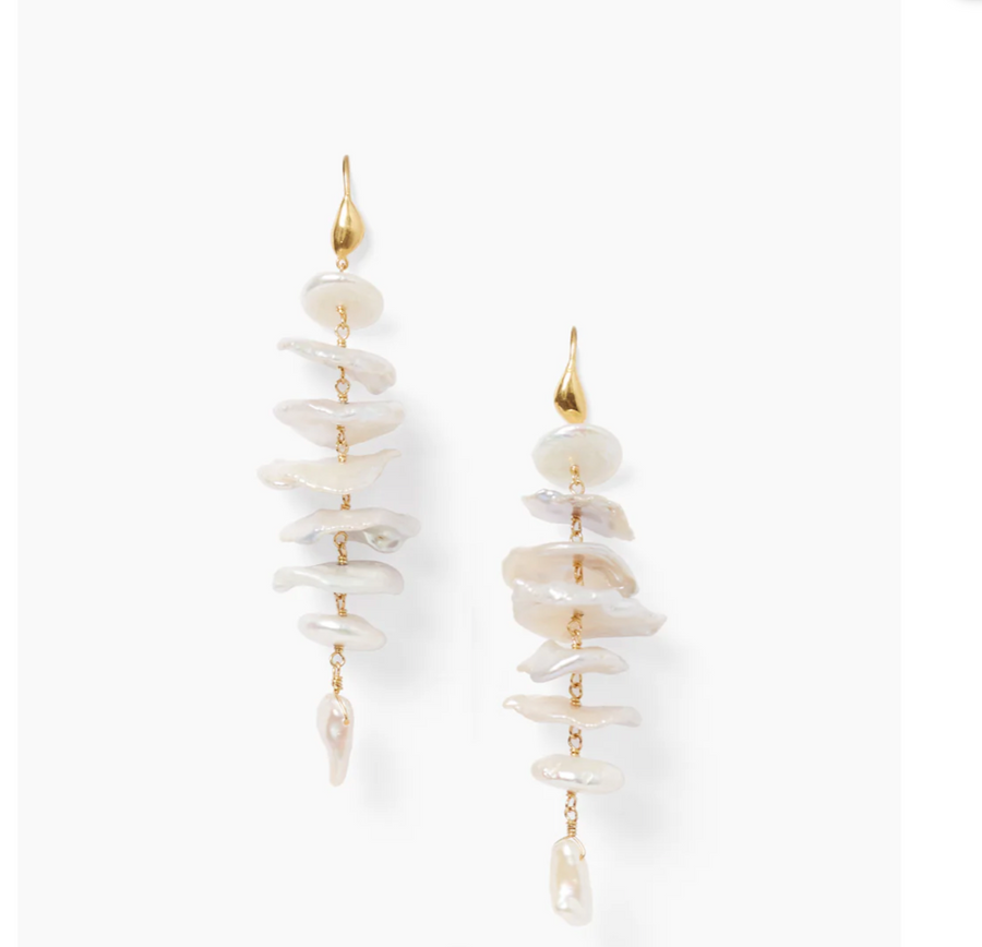 Yuki Drop Earrings - White Pearl