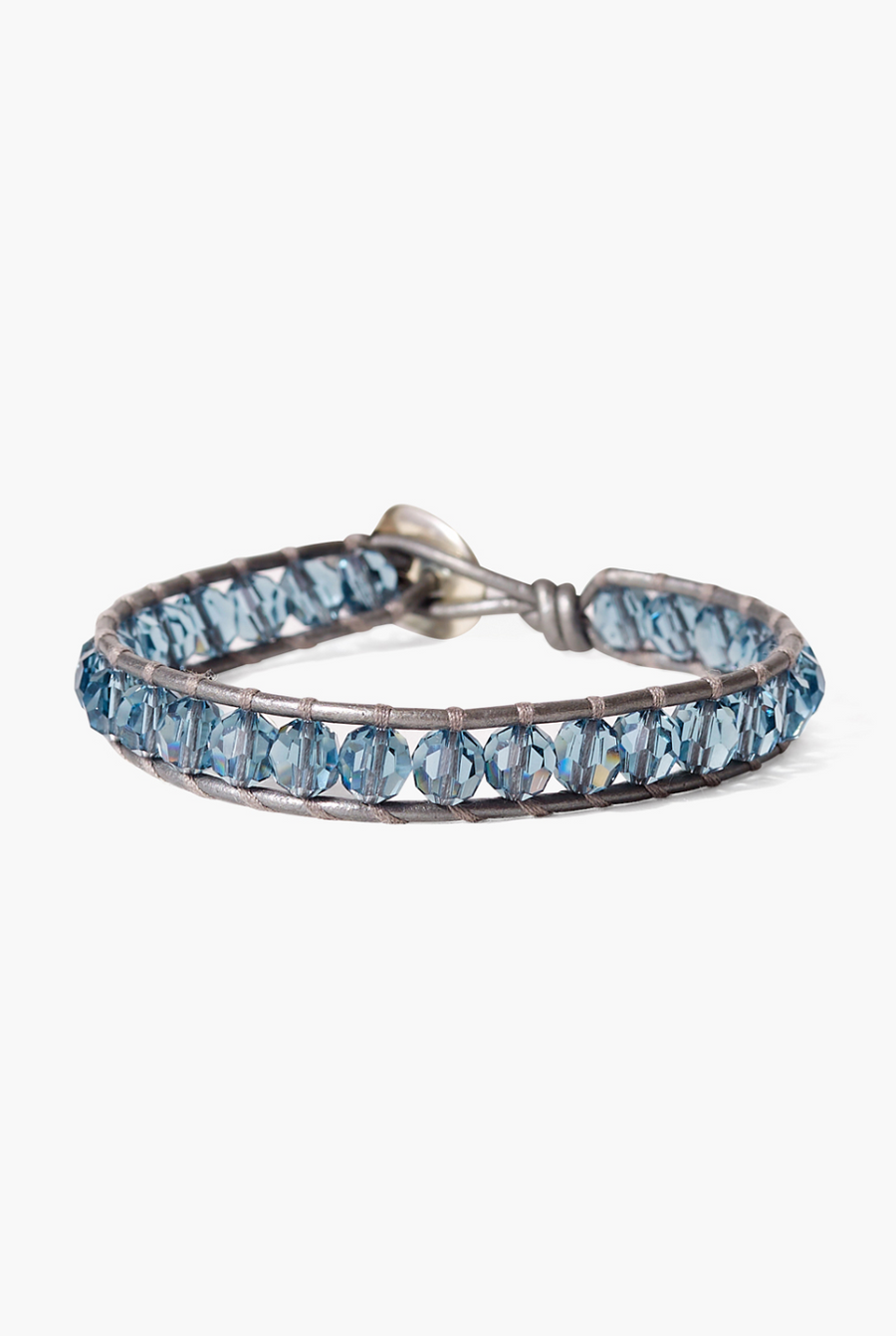 Large Crystal Single Wrap Bracelet - Indian Sapphire