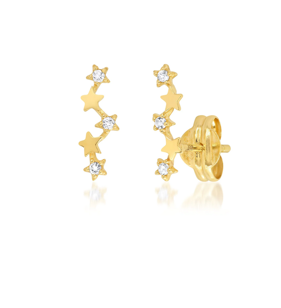 14K Star Climber Stud Earrings - Gold
