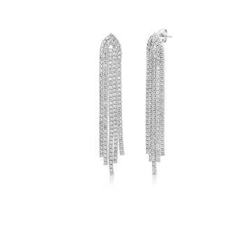 CZ Fringe Earrings - Silver