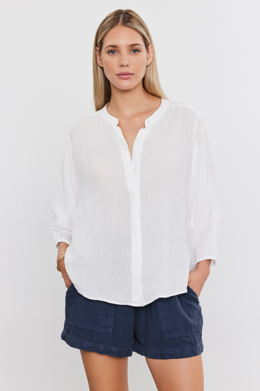 Avis Linen Top - White