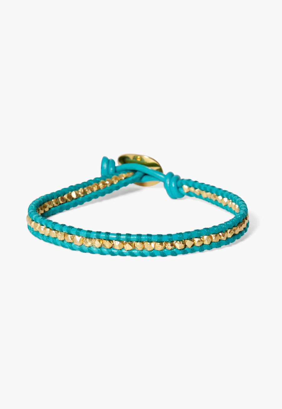 Single Wrap Bracelet - Turquoise W/ Gold