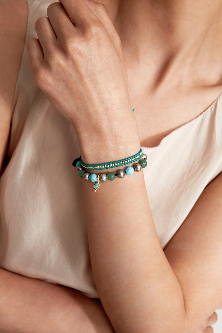 Single Wrap Bracelet - Turquoise W/ Gold