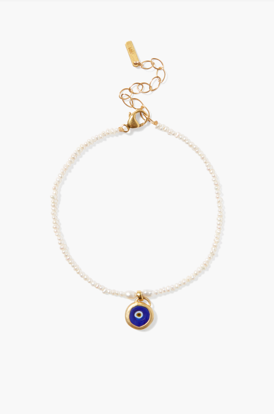 Mini Evil Eye And Pearl Bracelet - Blue Mix