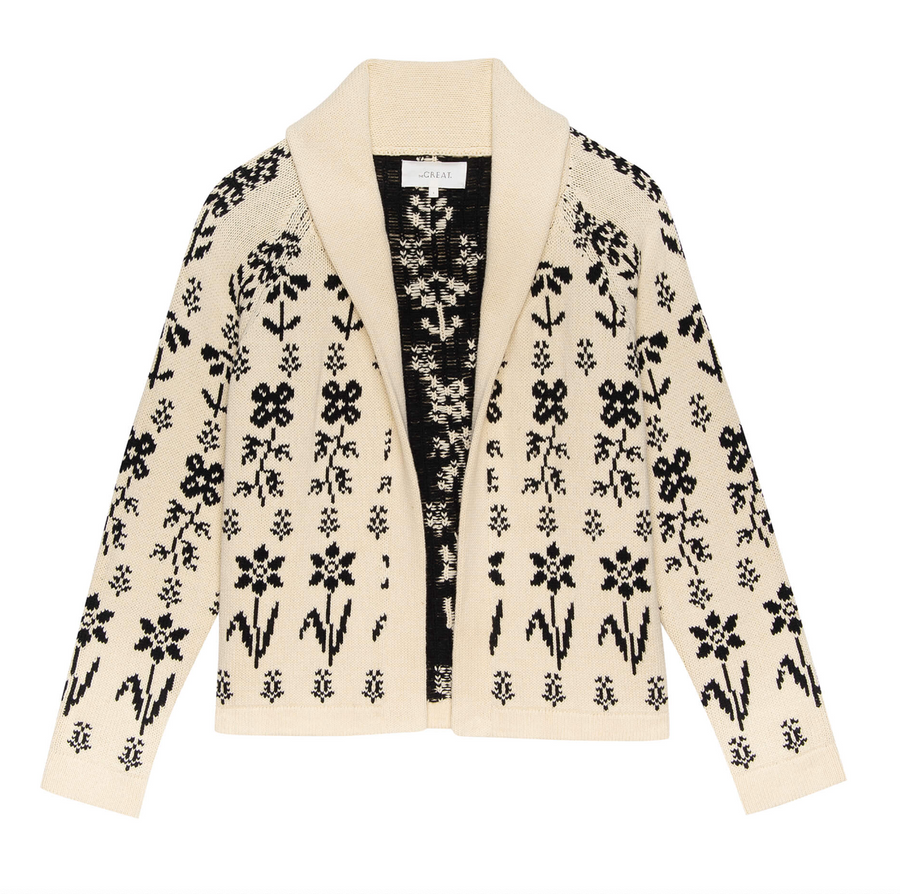 The Lodge Cardigan - Cream With Black