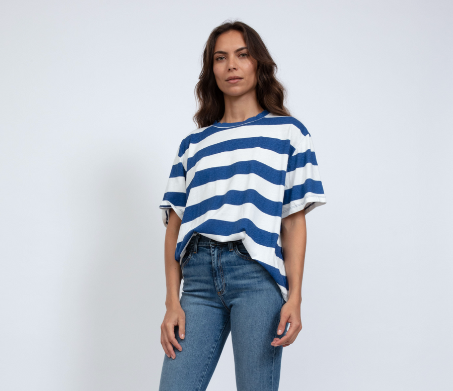 Boy Tee - Cobalt Thick Stripe