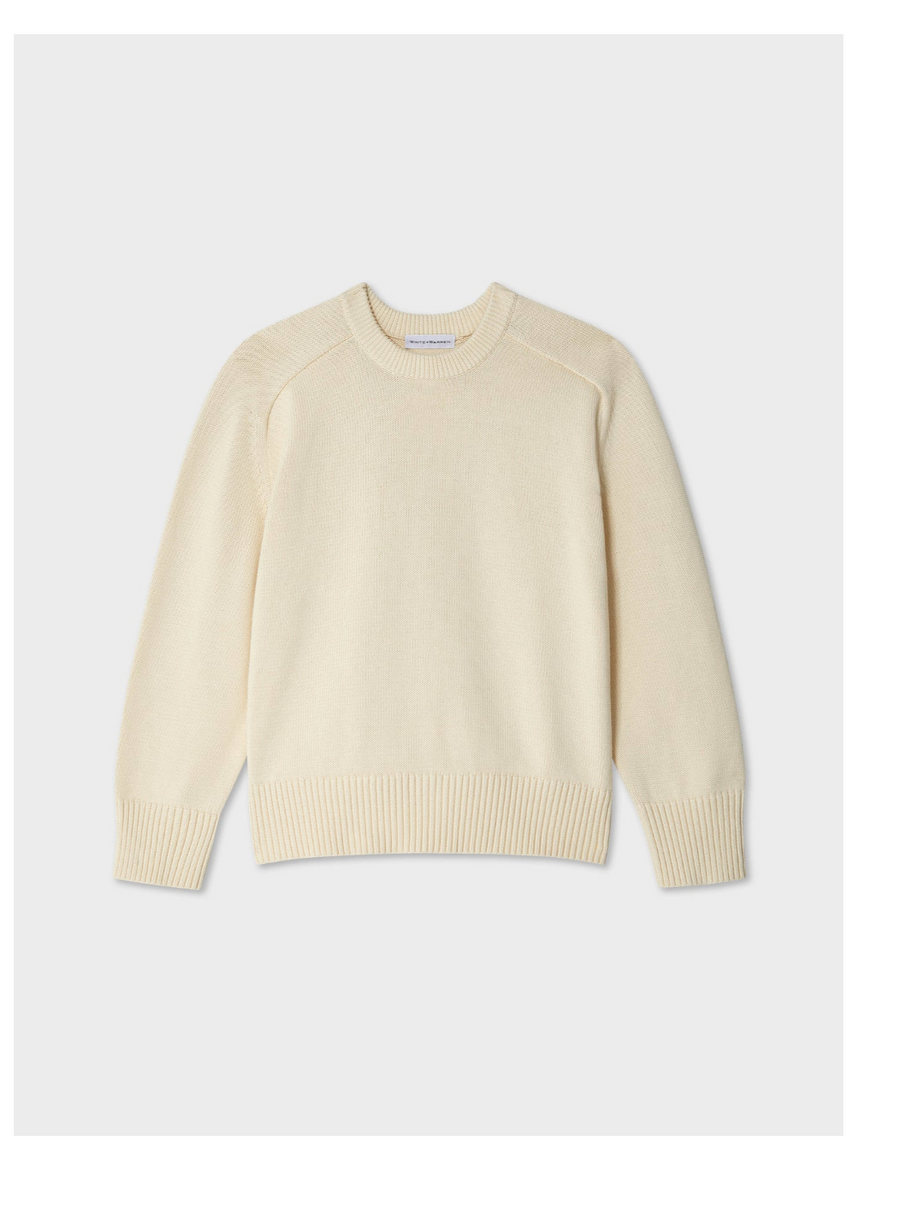 Organic Cotton Saddle Sleeve Crewneck - Ecru