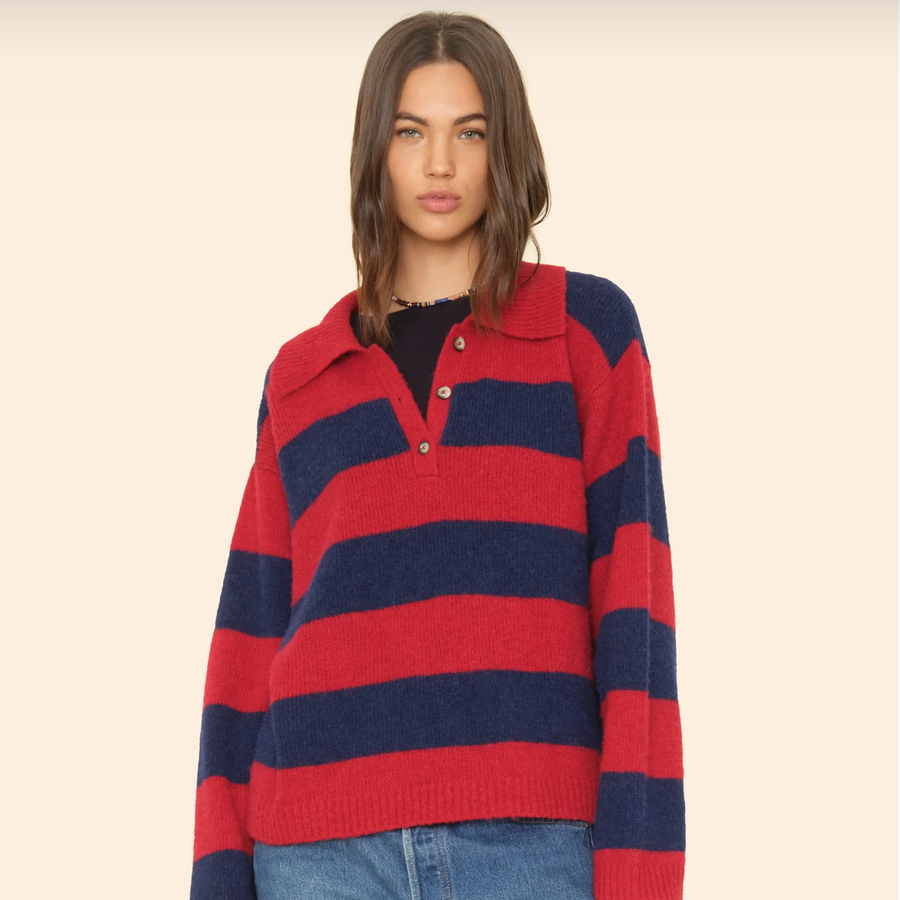 Benton Sweater - Red/Blue Stripe