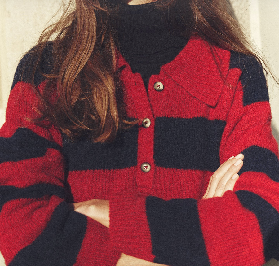 Benton Sweater - Red/Blue Stripe