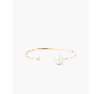 White Pearl And Diamond Cuff - Gold