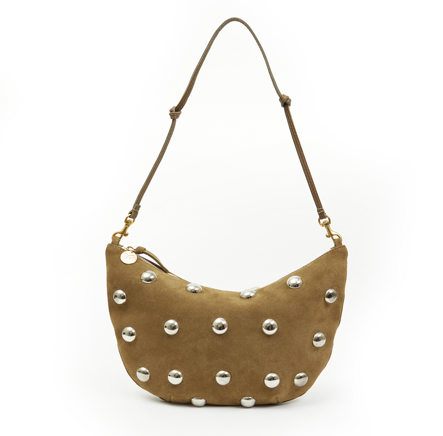 Lune Shoulder Bag - Suede Oat W/ Studs