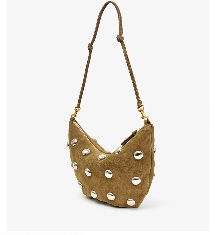 Lune Shoulder Bag - Suede Oat W/ Studs