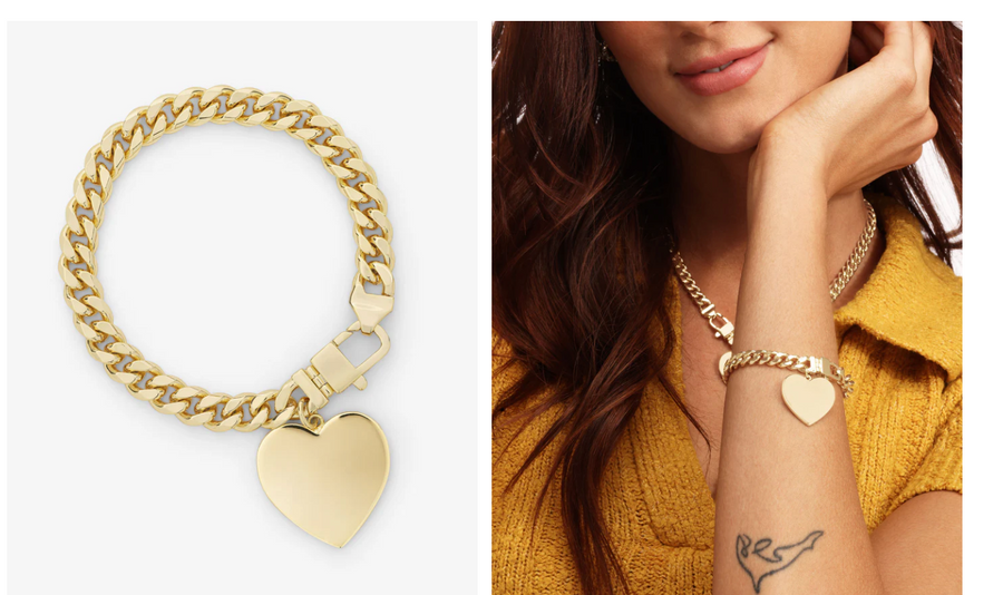 Julian XL Heart Cuban Chain Bracelet - Gold