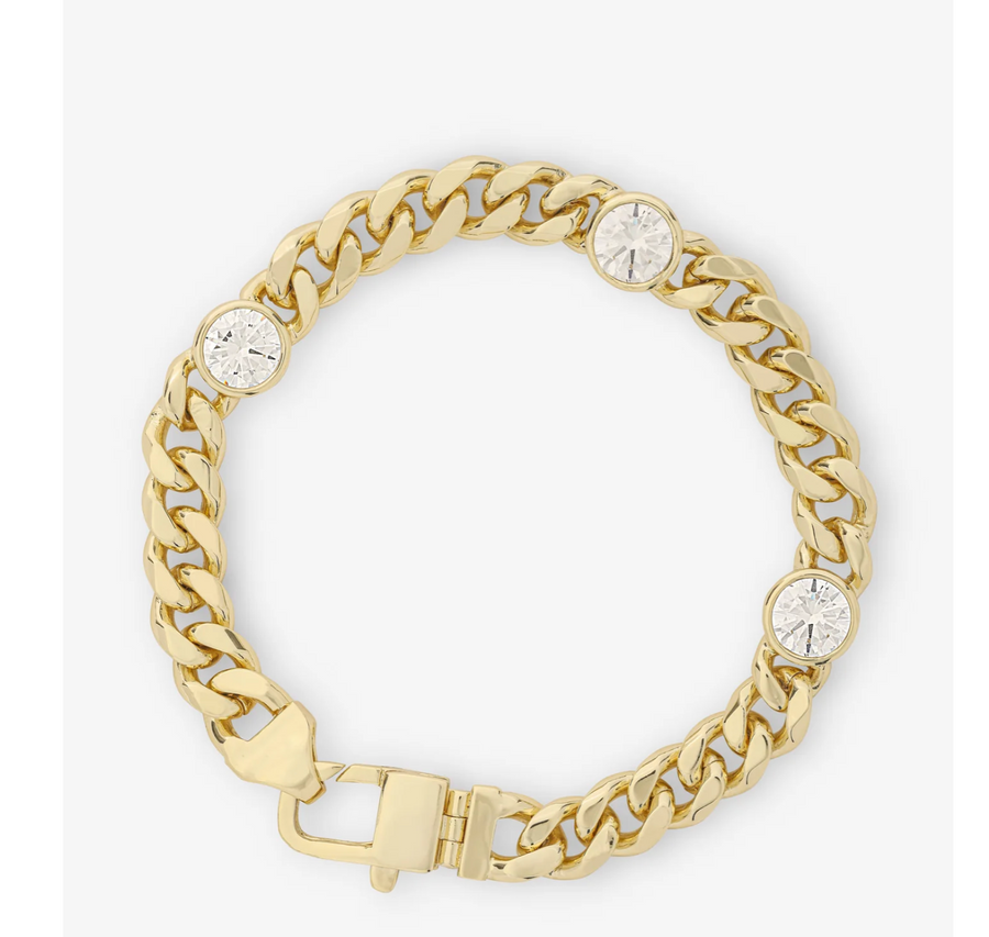 Julian Triple Diamond Cuban Chain Bracelet - Gold