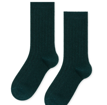 Italia Cashmere Cozy Rib Crew Sock - Forrest Green