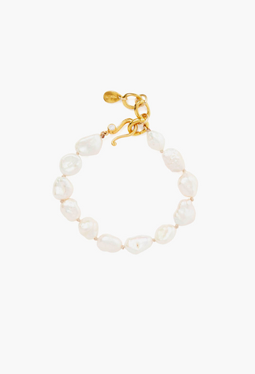 Freshwater Pearl & Diamond Hook Bracelet - Gold