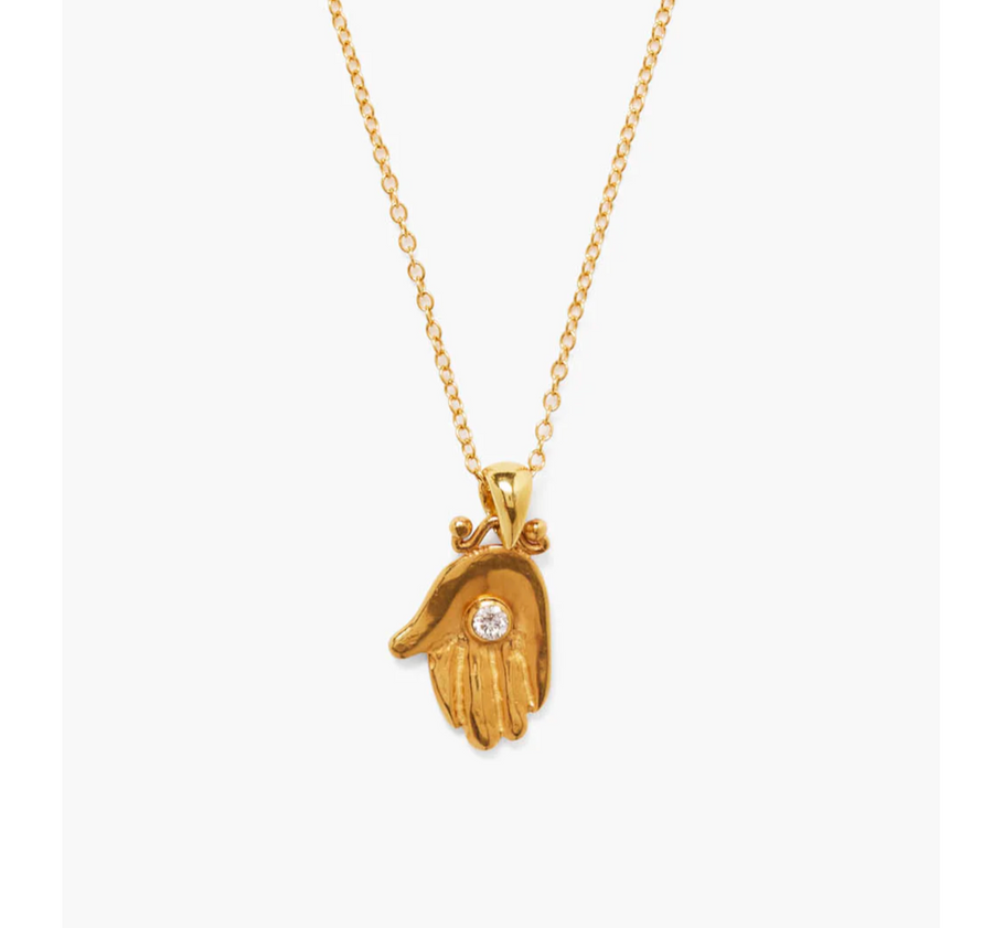 Diamond Giving Hand Necklace - Gold