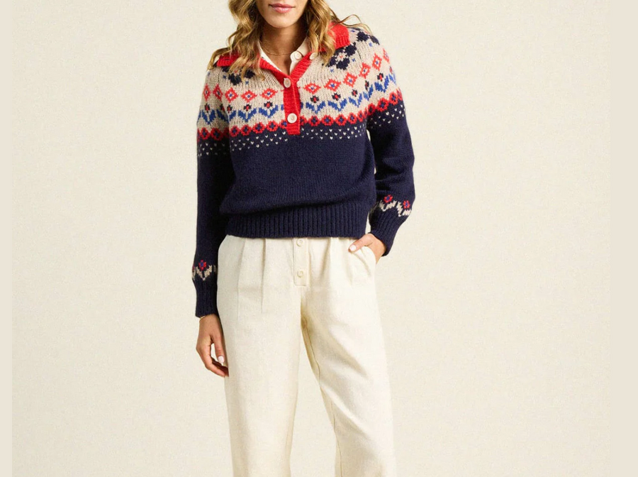 Juneau Sweater - Navy Fair Isle