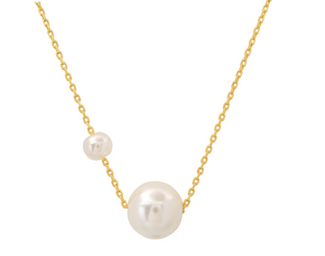 Double Glass Pearl Necklace - Gold