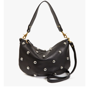 Clare V. | Moyen Messenger - Black Naturelle W/ Studs