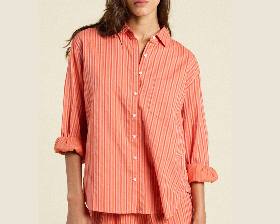 Trovata Blake Oversized Shirt - Terracotta Stripe