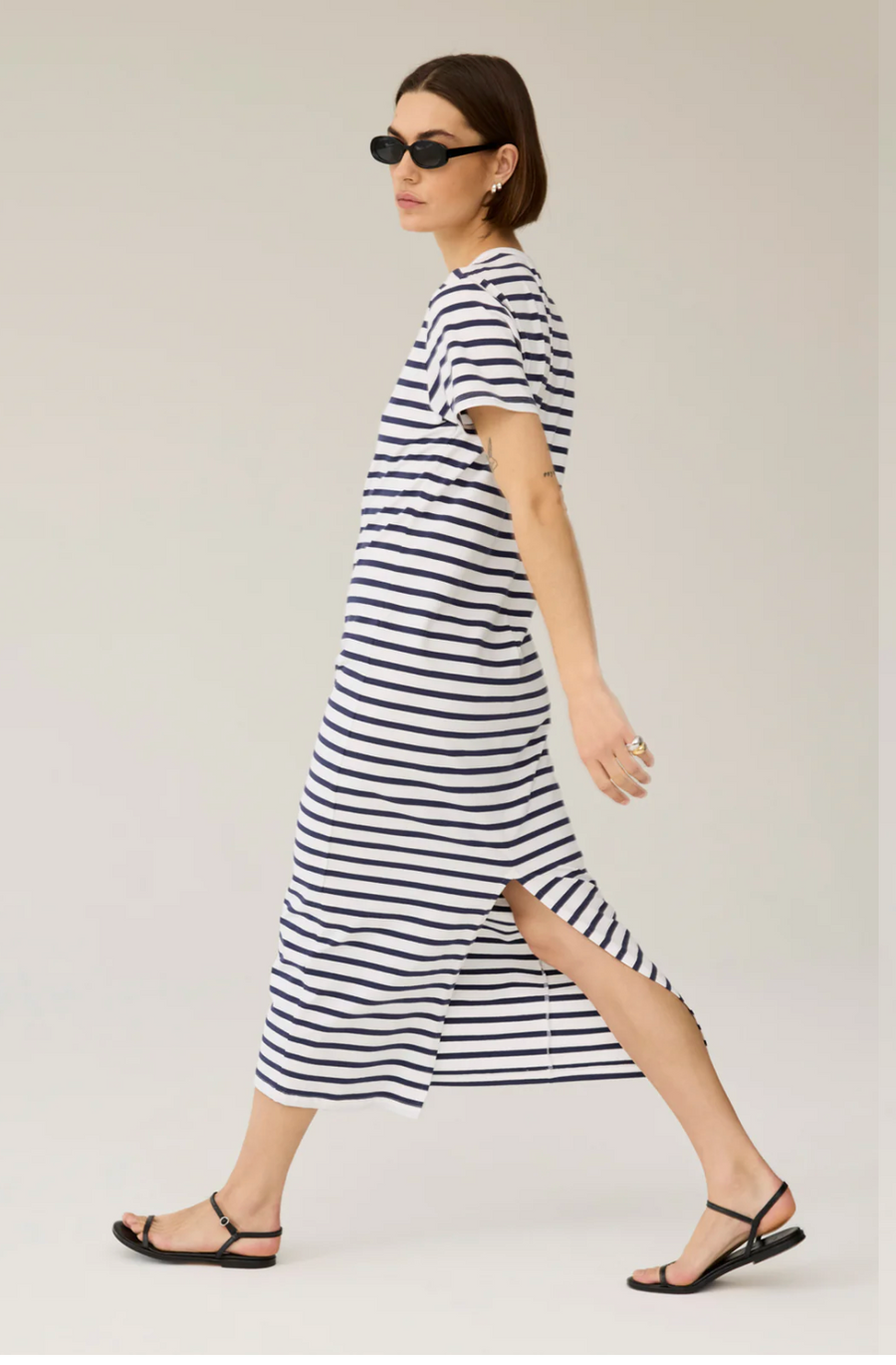soldout.nyc The Perfect Tee Dress - Navy Stripe
