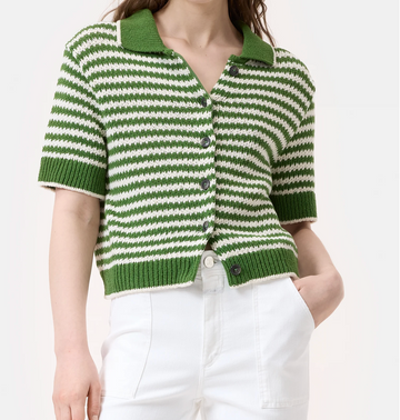 CLOSED Knitted Short Sleeve Cardigan - Matcha Green