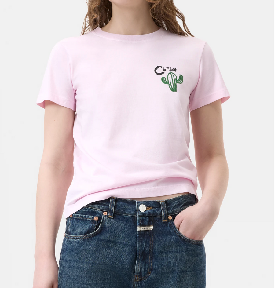 CLOSED Embroidered Tee Shirt - Milkshake Pink