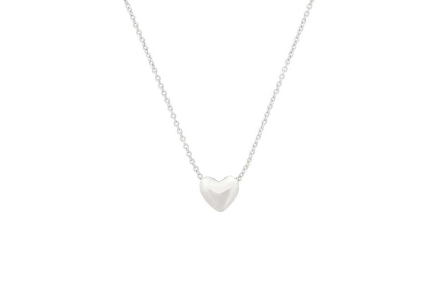 Tai Jewerly Puffed Heart Necklace - Silver