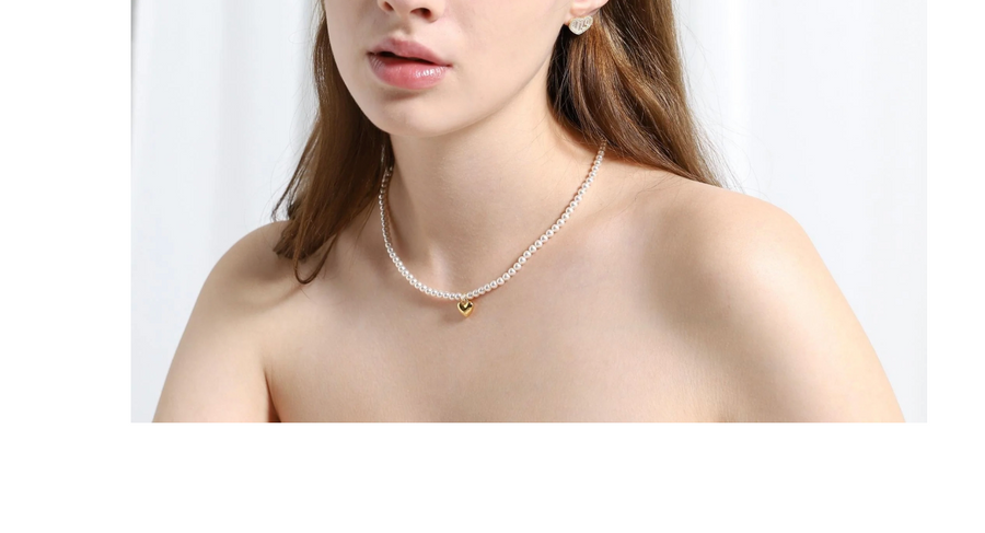 Tai Jewelry Puffed Heart Pendant on Swarovski Pearl - Gold