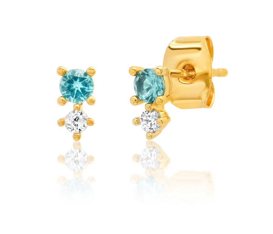 Tai Jewelry CZ And Colored Stone Studs - Aqua
