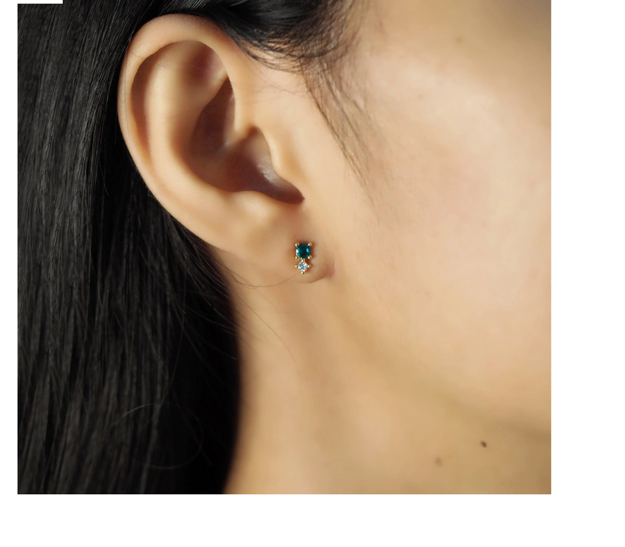 Tai Jewelry CZ And Colored Stone Studs - Aqua