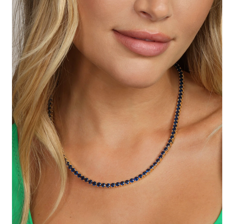 Melinda Maria Grand Heiress Tennis Necklace - Blue Sapphire